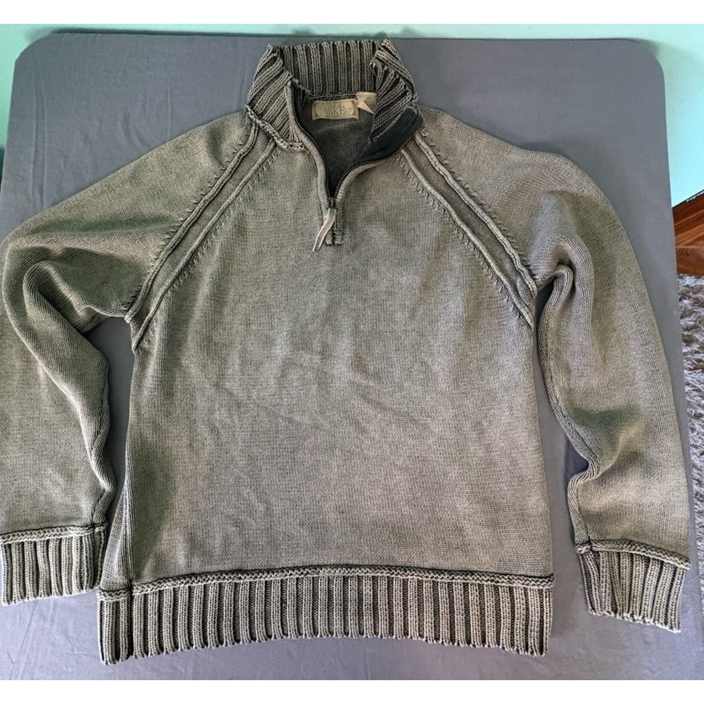 BKE Buckle Sweater Mens M Gray Blue 1/4 Zip raglan Cotton Long Sleeve Pullover